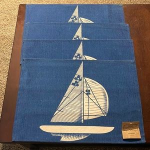 4~Oceanside Navy & White Tapestry Fabric 60%Cotton & 40%Polyester 13”x19”